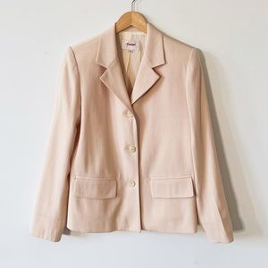 Vintage Fornari Beige Pastel Pink Single Breasted Tailored Blazer Jacket Pockets